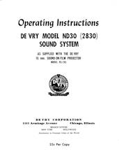 DeVry ND80 Sound System Operator's Manual